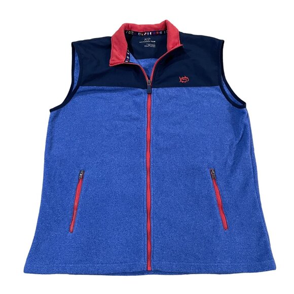 Southern Tide Men's Vest Size Large Blue Fleece Zip-Up Shell Beach Vacation - Picture 1 of 5